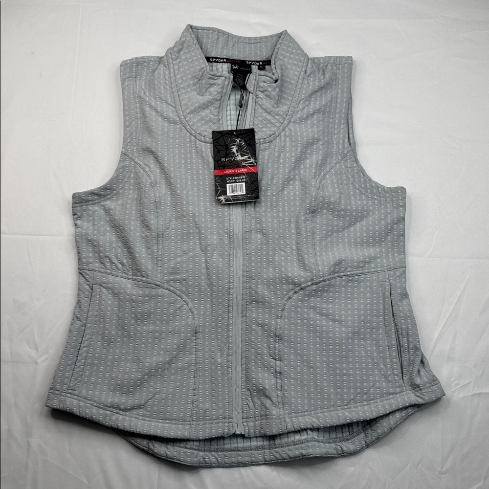 Spyder Bandita Women silver gray Full Zip Fitted Vest Size XL Active wear NWT